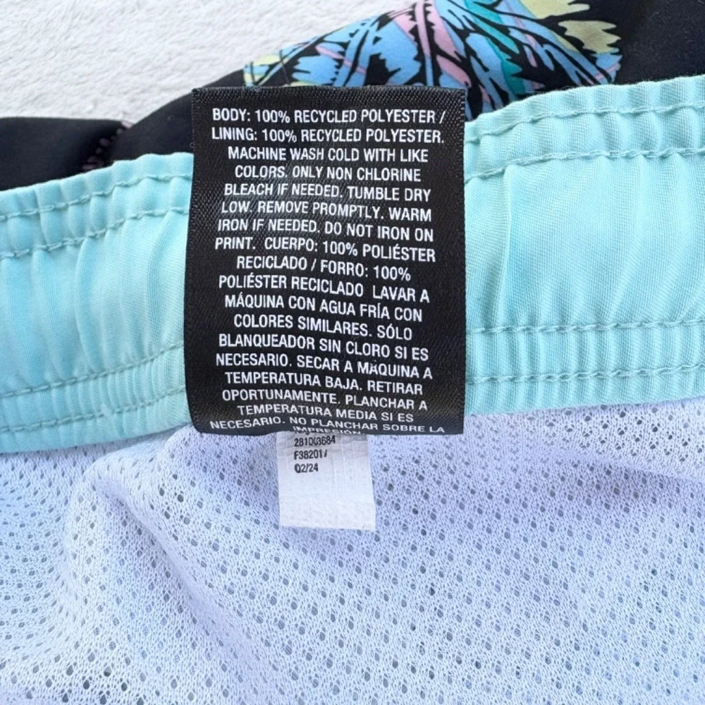 Original Use Swim Trunks Palm Tree Print, Mens XL‎ Black/Mint